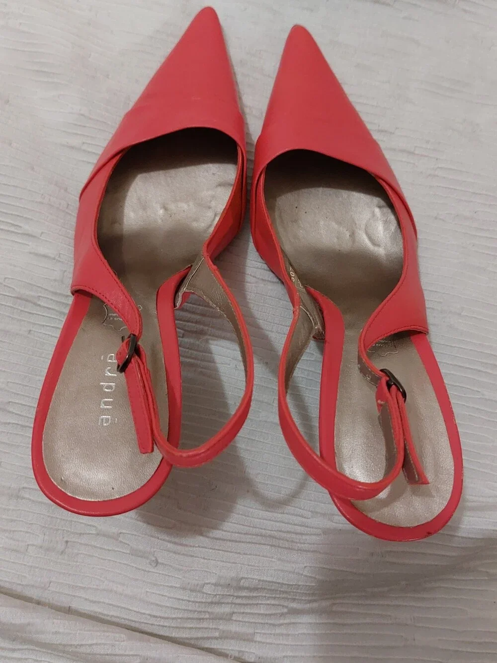 Women's Pointed Slingback Heels in Coral Pink Size 39